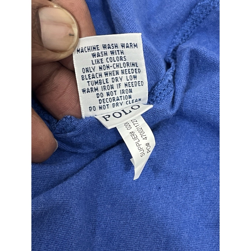 Polo Ralph Lauren V-Neck Shirt Men's 3XB Big Blue Orange Pony Preppy Tee - Picture 5 of 8